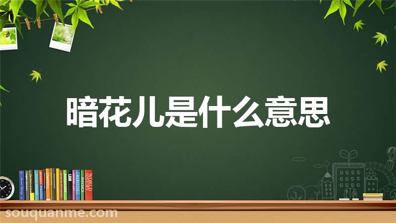 暗花儿是什么意思 暗花儿的读音拼音 暗花儿的词语解释